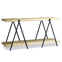 Κονσόλα Alpha 05-0198 154x51x76cm Natural-Black Μέταλλο,Ξύλο