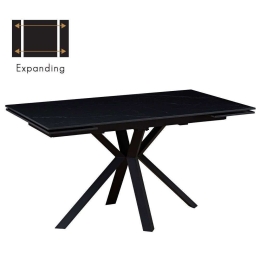 Τραπέζι Επεκτεινόμενο Grada 02-0614 140x80x75cm Marble Effect Black Πέτρα,Μέταλλο