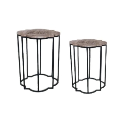Τραπεζάκια Βοηθητικά Σετ 2Τμχ SAZ101 Brown-Black 39,5x39,5x51,5cm-33x33x43,5cm Espiel
