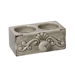 Βάση Ρεσώ Με Σκάλισμα 2 Θέσεων HEG117K6 Μπεζ 5x12,5x8cm Espiel Κεραμικό