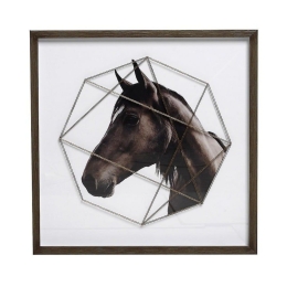 Κάδρο Άλογο RAM201 Καφέ 50x50cm Espiel Τετράγωνοι Ξύλο,Γυαλί