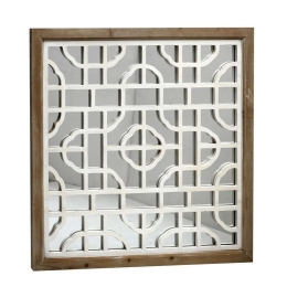 Καθρέφτης ABO205 Καφέ-Λευκό 64x64x2,5cm Espiel Ξύλο