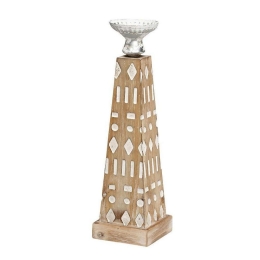 Κηροπήγιο VIN306 Κρεμ 47x14x14cm Espiel Ξύλο