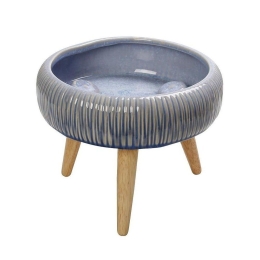Μπολ Με Ξύλινα Πόδια CER2216 26,5cm Blue Espiel Κεραμικό