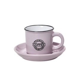 Φλυτζάνι & Πιάτο Σετ 6 τμχ Coffee Espresso 90mlHun305K12 Φ6,3cm Pink Espiel Κεραμικό