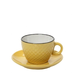 Φλυτζάνι Cookie Delight Espresso Με Πιατάκι 100Cc Hun411K6 Φ7cm Yellow Espiel Κεραμικό