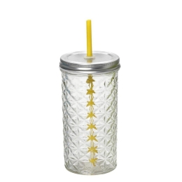 Ποτήρι Με Καπάκι Και Καλαμάκι INT8820K12 475ml Clear Espiel Γυαλί