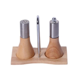Αλατοπίπερο Σε Βάση LHS304 304SS 11,5cm Natural Espiel Μέταλλο,Ξύλο
