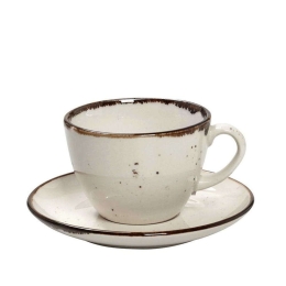 Φλυτζάνι Πορσελάνινο με Πιατάκι Terra TLK111K6 220ml Cream Espiel Πορσελάνη