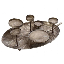 Κηροπήγιο Μεταλλικό 6 Θέσεων LIX123 35,5x25,5x12,5cm Bronze Espiel Μέταλλο