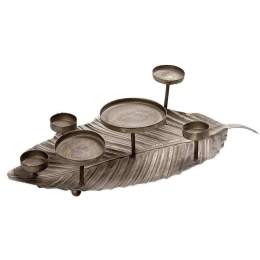 Κηροπήγιο Μεταλλικό 6 Θέσεων Φύλλο LIX122 45x22x12,5cm Bronze Espiel Μέταλλο