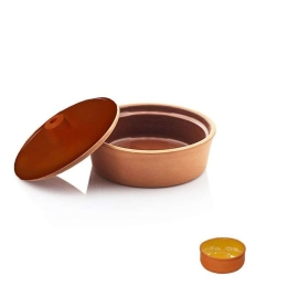 Πυρίμαχο Σκεύος Με Καπάκι Terracotta NAK150K12-1 15x15x6cm Yellow Espiel Κεραμικό