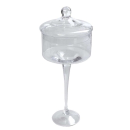 Φοντανιέρα Με Πόδι Και Καπάκι ORT120 17x17x40cm Clear Espiel Γυαλί