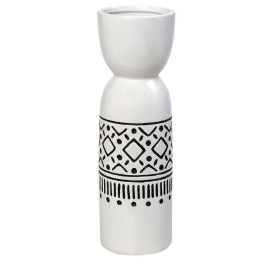 Βάζο Tribal CER2300 15x15x48cm White-Black Espiel Κεραμικό