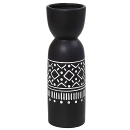 Βάζο Tribal CER2305 15x15x48cm Black-White Espiel Κεραμικό