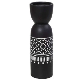 Βάζο Tribal CER2306 12x12x37,5cm Black-White Espiel Κεραμικό