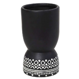 Βάζο Tribal CER2307 15x15x27,5cm Black-White Espiel Κεραμικό