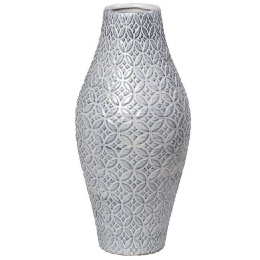 Βάζο Ανάγλυφο CER2320 17x17x38cm Grey Espiel Κεραμικό