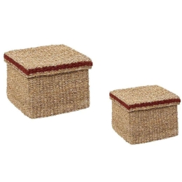 Καλάθια Seagrass (Σετ 2Τμχ) KAG301 35/25cm Natural-Red Espiel Seagrass