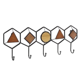Κρεμάστρα Τοίχου 5 Θέσεων ICY310K2 59,5x4,5x21cm Black Espiel Mdf,Μέταλλο