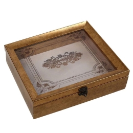 Διακοσμητικό Κουτί Με Καπάκι MAF222 30x26x6cm Gold Espiel Πολυρεσίνη