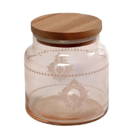 Βάζο Αποθήκευσης Με Καπάκι Helen RAB604 635ml Φ10x11cm Somon Espiel Ξύλο,Γυαλί