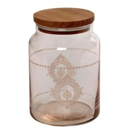 Βάζο Αποθήκευσης Με Καπάκι Helen RAB605 890ml Φ10x14,5cm Somon Espiel Ξύλο,Γυαλί