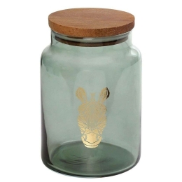 Βάζο Αποθήκευσης Με Καπάκι Jungle Zebra RAB616 890ml Φ10x14,5cm Green Espiel Ξύλο,Γυαλί