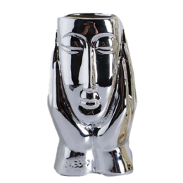 Διακοσμητικό Βάζο Πρόσωπο 3-70-216-0097 9x9x16cm Silver Inart Κεραμικό