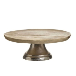 Διακοσμητική Πιατέλα Με Πόδι 3-70-985-0061 28x28x10cm Natural-Gold Inart Μέταλλο,Ξύλο
