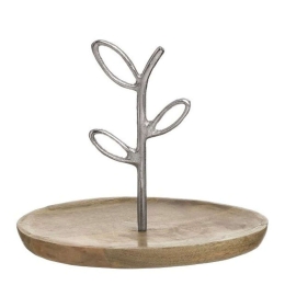 Διακοσμητική Πιατέλα 3-70-985-0060 25x25x21cm Natural-Silver Inart Μέταλλο,Ξύλο
