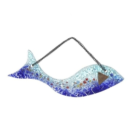Διακοσμητικό Τοίχου Ψάρι 3-70-344-0026 25x2x8-14cm Blue Inart Γυαλί