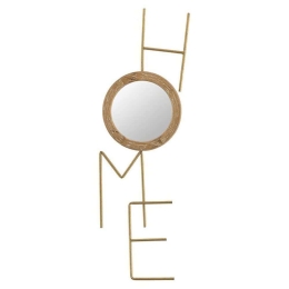Καθρέπτης Τοίχου Home 3-95-333-0003 27x4x87cm Natural-Gold Inart Μέταλλο,Ξύλο