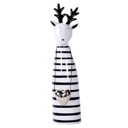 Διακοσμητικός Τάρανδος Με Καρδιά DOT138 9x8,6x36,5cm Black-White Espiel