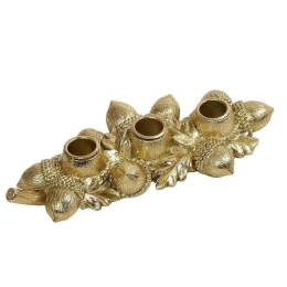 Κηροπήγιο Με Βελανίδια 3 Θέσεων MT2622K2 24x11x4,5cm Gold Espiel