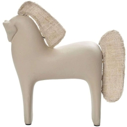 Διακοσμητικό Άλογο LIF102 30,4x7,6x31cm Beige Espiel Ύφασμα,Χαρτί