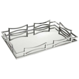 Διακοσμητικός Δίσκος Με Καθρέπτη MR19214 41x26cm Silver Espiel Ατσάλι,Γυαλί