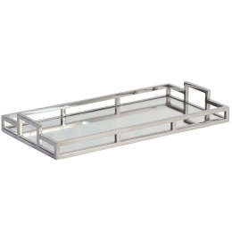 Διακοσμητικός Δίσκος Με Καθρέπτη MR19320 50x25cm Silver Espiel Ατσάλι,Γυαλί