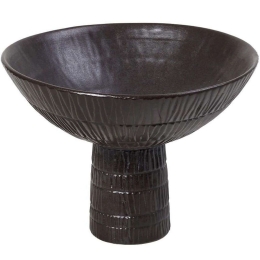 Διακοσμητικό Μπωλ Με Πόδι Scratched NFU516 28x28x19cm Dark Brown Espiel Πορσελάνη
