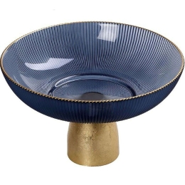 Διακοσμητικό Μπωλ Με Πόδι Mystery DAC1819 25x25x14cm Blue-Gold Espiel Γυαλί