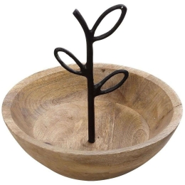 Διακοσμητικό Μπωλ FRI111 25x25x21cm Brown-Black Espiel Μέταλλο,Ξύλο