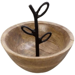 Διακοσμητικό Μπωλ FRI112 20x20x17cm Brown-Black Espiel Μέταλλο,Ξύλο