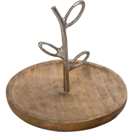 Διακοσμητική Πιατέλα FRI101K2 25x25x21cm Brown-Silver Espiel Metal,Wood
