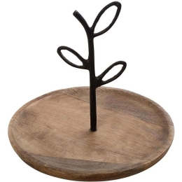 Διακοσμητική Πιατέλα FRI103K2 25x25x21cm Brown-Black Espiel Μέταλλο,Ξύλο