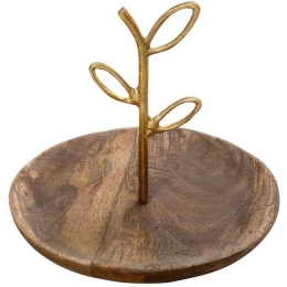 Διακοσμητική Πιατέλα FRI105K2 25x25x21cm Brown-Gold Espiel Μέταλλο,Ξύλο