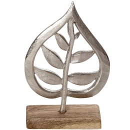 Διακοσμητικό Φύλλο FRI117K2 18x5x27cm Brown-Silver Espiel Μέταλλο,Ξύλο