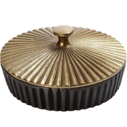 Διακοσμητικό Δοχείο Με Καπάκι DEP127 20x20x8,5cm Grey-Gold Espiel Αλουμίνιο