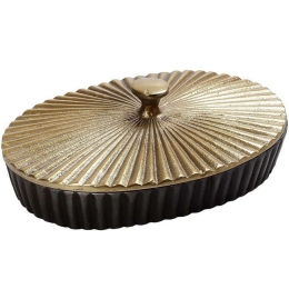 Διακοσμητικό Δοχείο Με Καπάκι DEP128 25,5x17,5x8cm Grey-Gold Espiel Αλουμίνιο