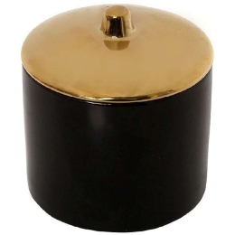 Διακοσμητικό Δοχείο Με Καπάκι ROD203K4 10x10x9cm Black-Gold Espiel Πορσελάνη