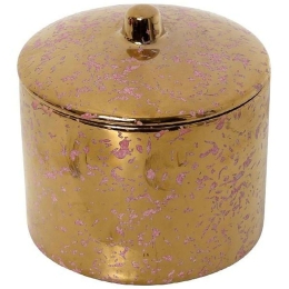 Διακοσμητικό Δοχείο Με Καπάκι ROD202K4 10x10x9cm Pink-Gold Espiel Κεραμικό